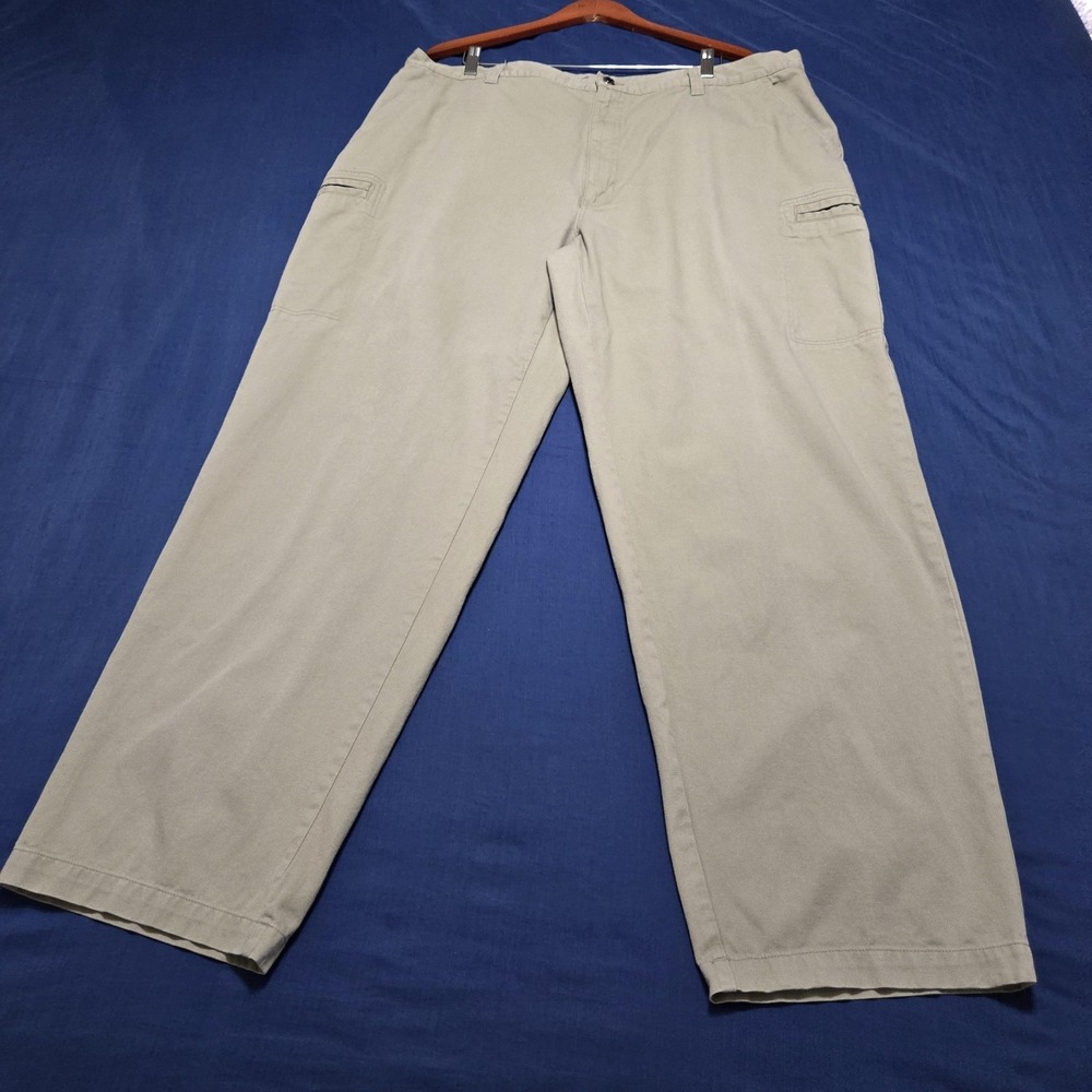 IZOD Pants Mens 42x32 Beige Canvas Chino Relaxed Fit Straight Khakis Casual